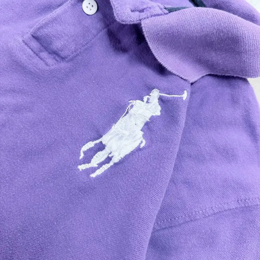 Polo Ralph Lauren Purple Short Sleeve Big Pony Polo Shirt with Number 3 Patch